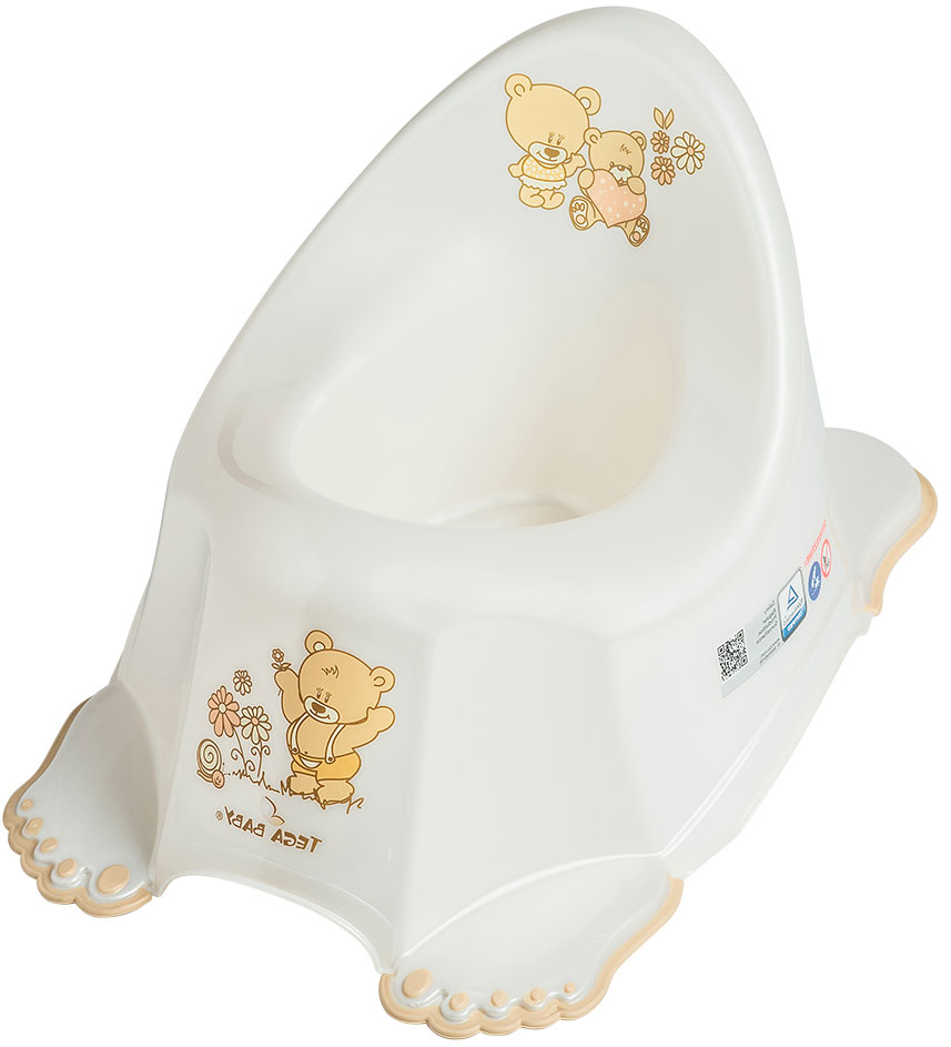 Горшок туалетный Tega Baby со звуковыми эффектами, антискользящий Teddy белый перламутровый