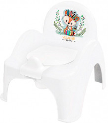 Горшок туалетный в форме стульчика Тега со звуковым эффектом Dz Лисенок, бело-зеленый