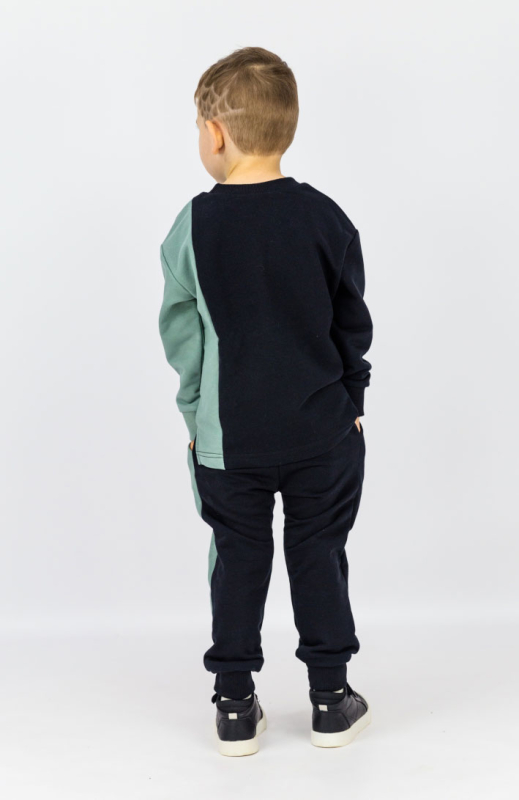Комплект детский Baby boom джемпер и брюки черный-полынь 98