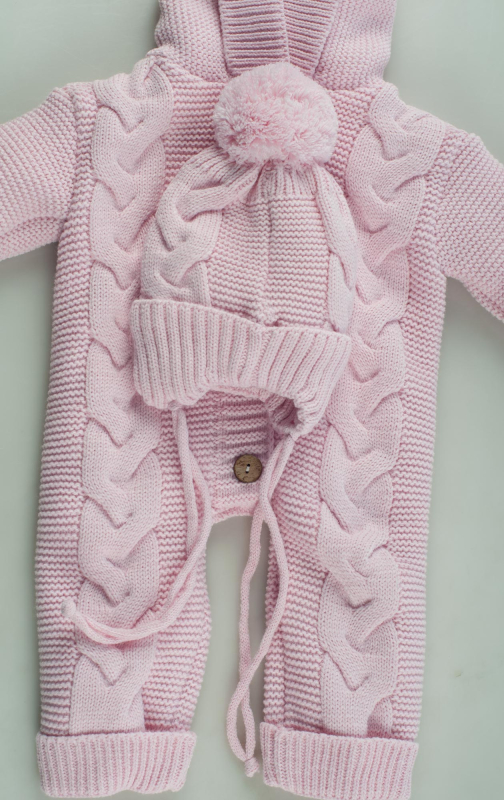 Комплект на выписку Luxury Baby косы, р. 56-68, розовый